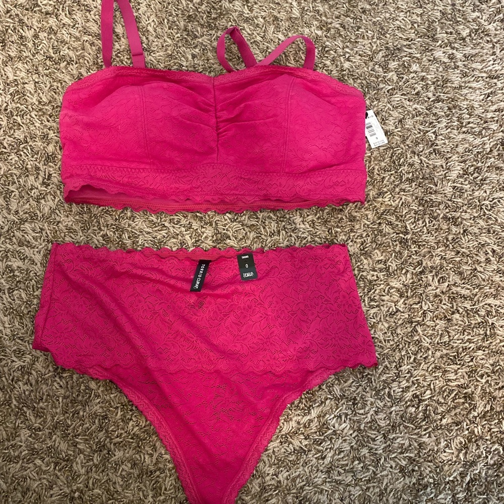 Torrid lingerie pink lace bandeau and thong